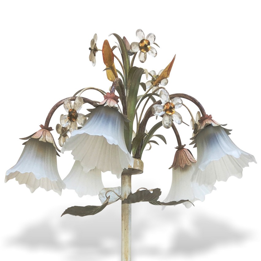 Stehlampe Vintage Florentiner Blätter Blumen Metall