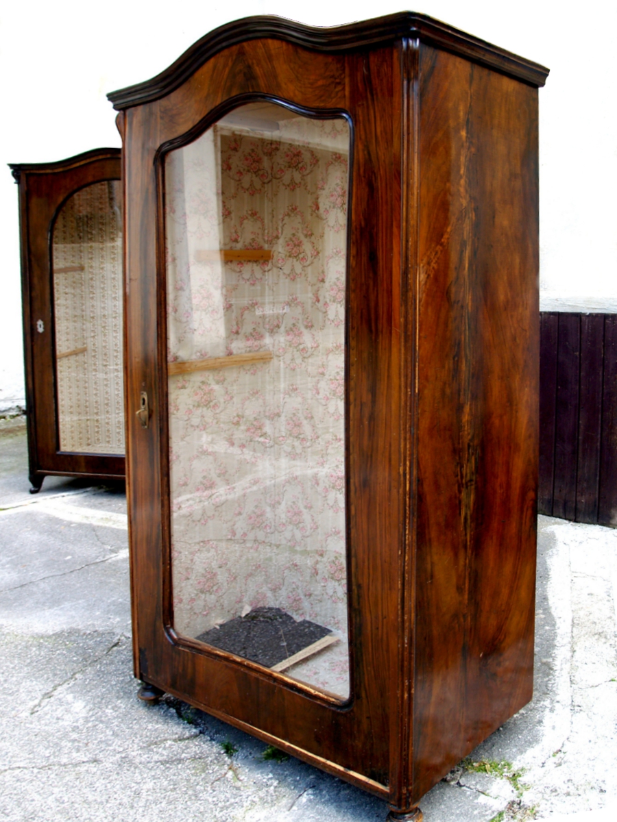 Schrank antik Biedermeier Vitrine Vollholz Geschirrschrank