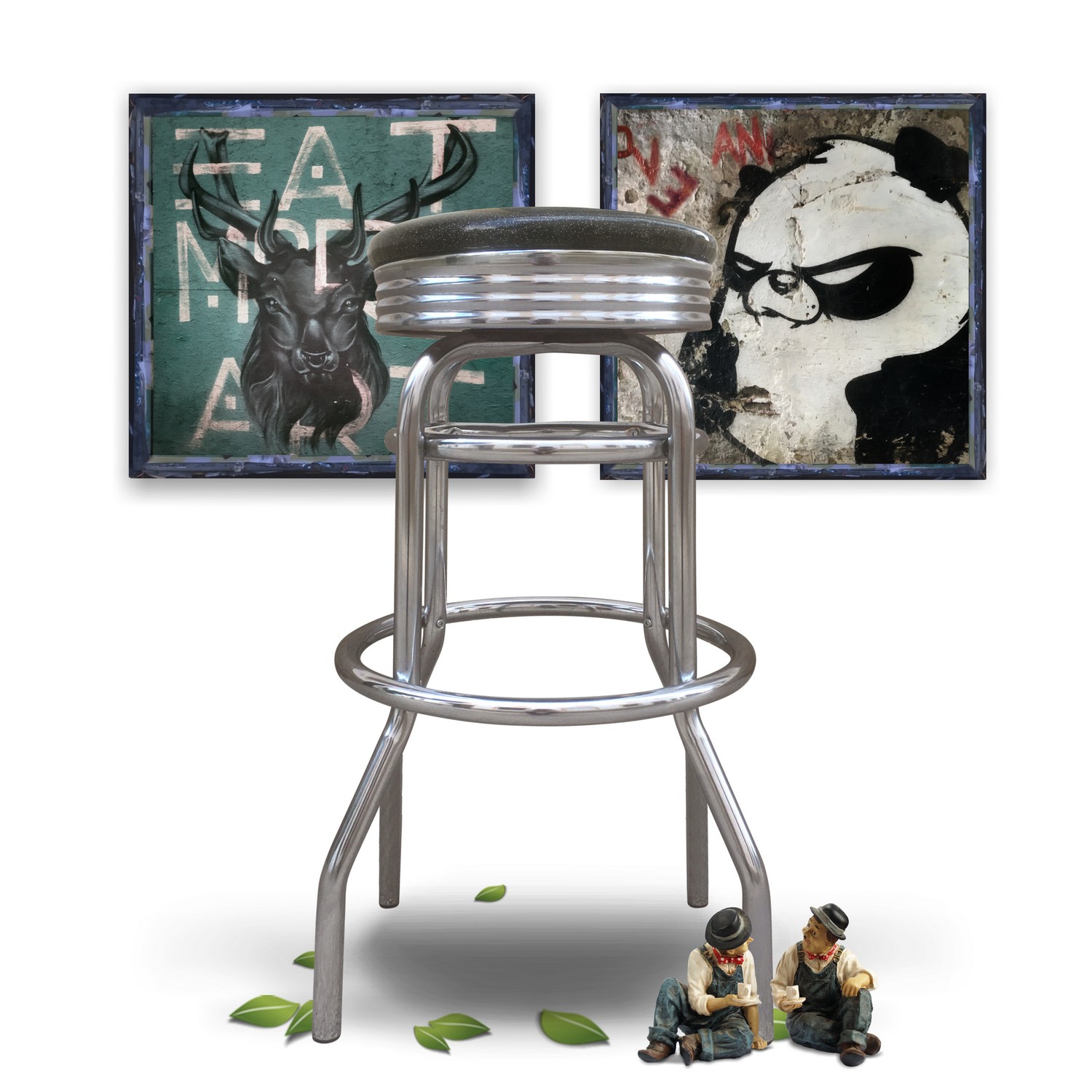 Barhocker American Retrodesign Diner 50s Stuhl Stahlrohr Chrom Barhocker American Rockabilly Stahlrohr Retrodesign Diner 50s Stuhl