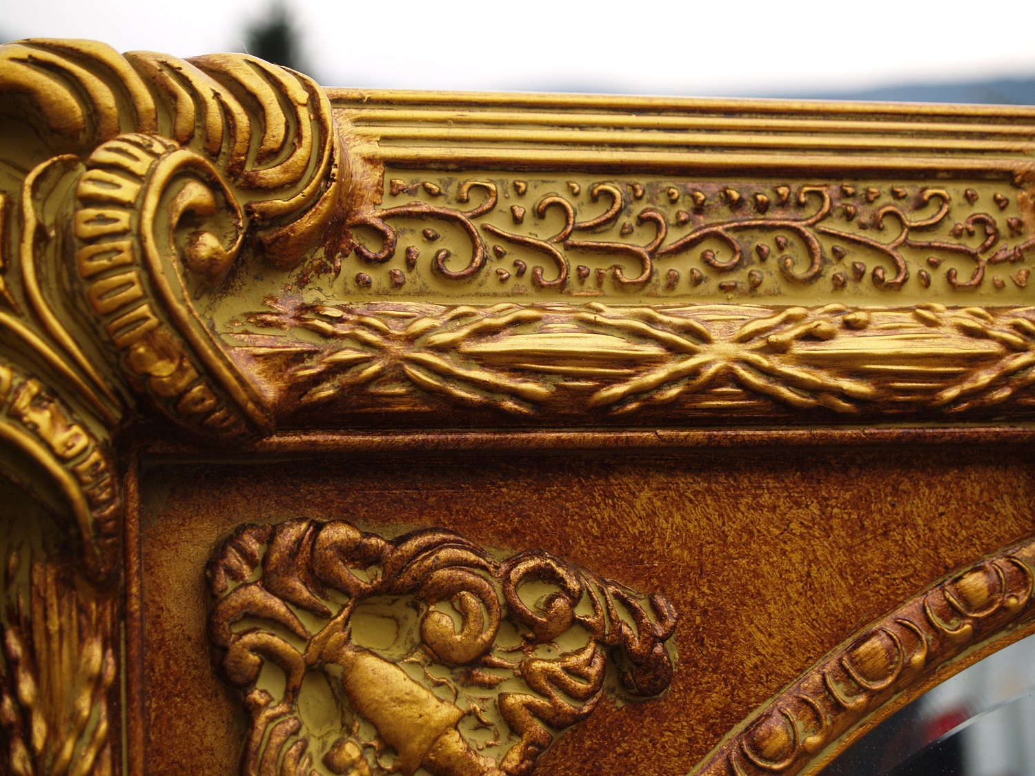 Barockstil Spiegel goldener Rahmen groß Hörner