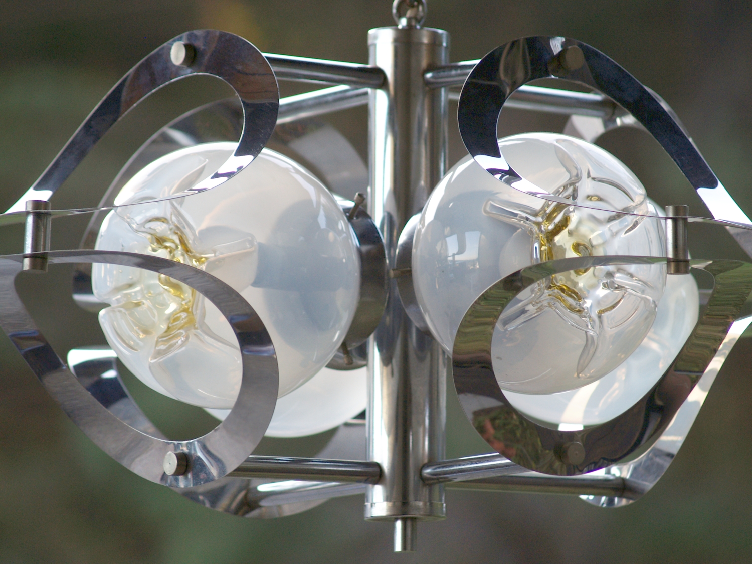 Retro Chrom Lampe 70er-Jahre Glas Design