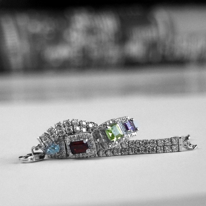 Silberarmband 925 Edelsteine handgefertigter Schmuck, Traumstück! Armband 925 Silber Multicolor Edelsteine handgefertigt funkelnd Schmuck