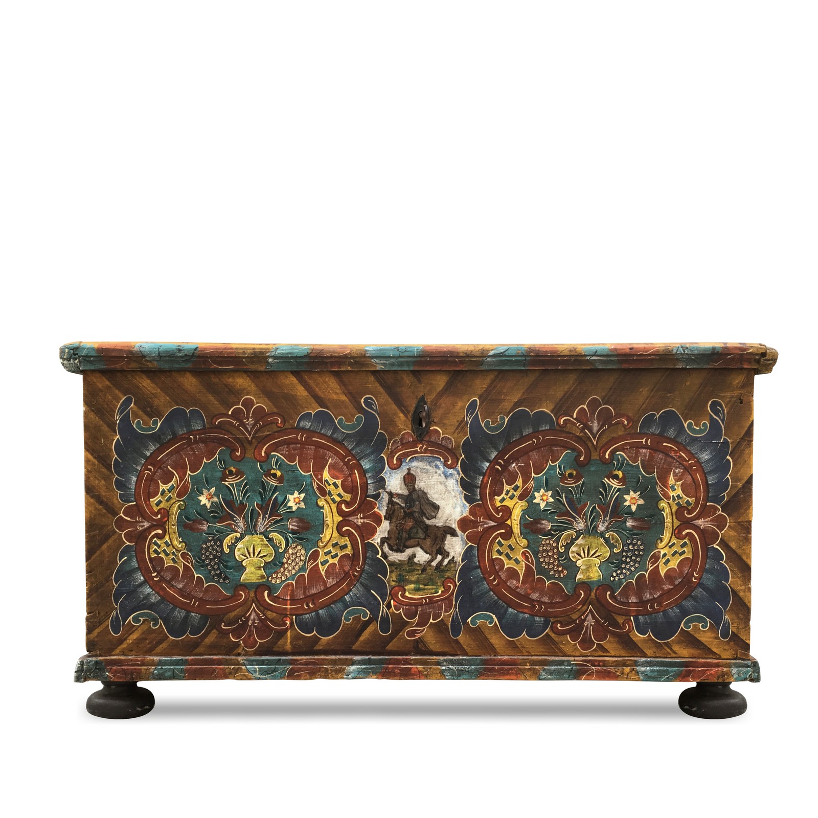 Bauerntruhe bemalt Truhe antik Flachdeckeltruhe handbemalt groß Bauerntruhe antik