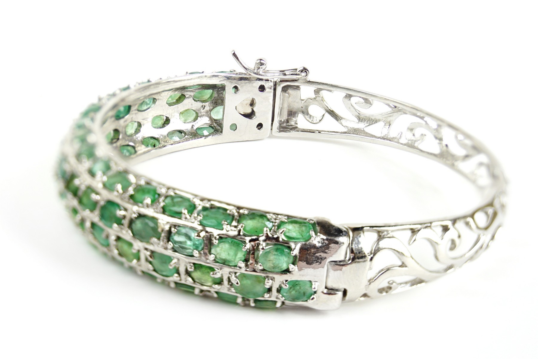 Smaragde Armreifen Silber 925 Armband 14 Karat Weißgold vergoldet