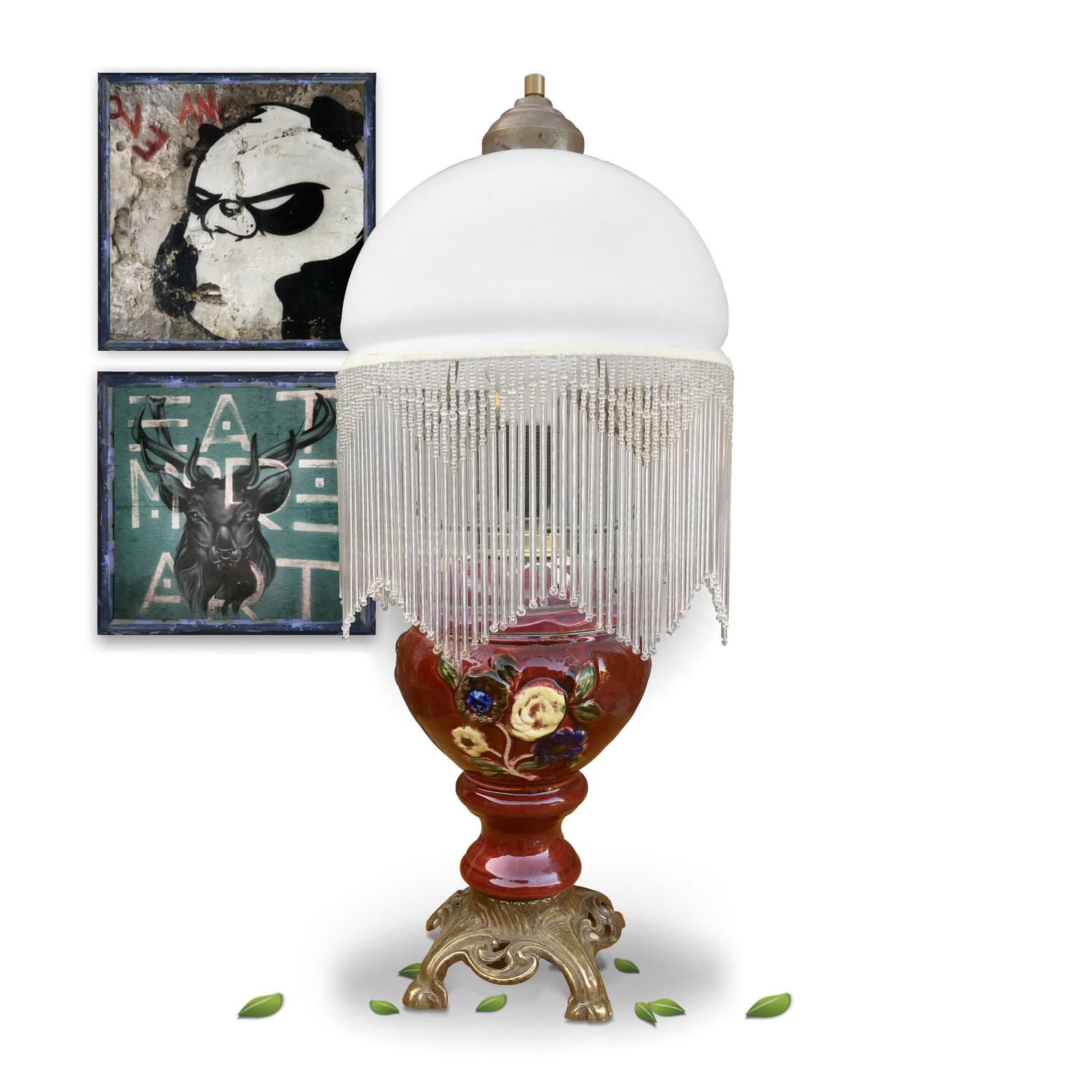 Antike Keramik Tischlampe Original Majolika Vintage Traumstück! Antike Keramik Tischlampe Original Majolika Vintage