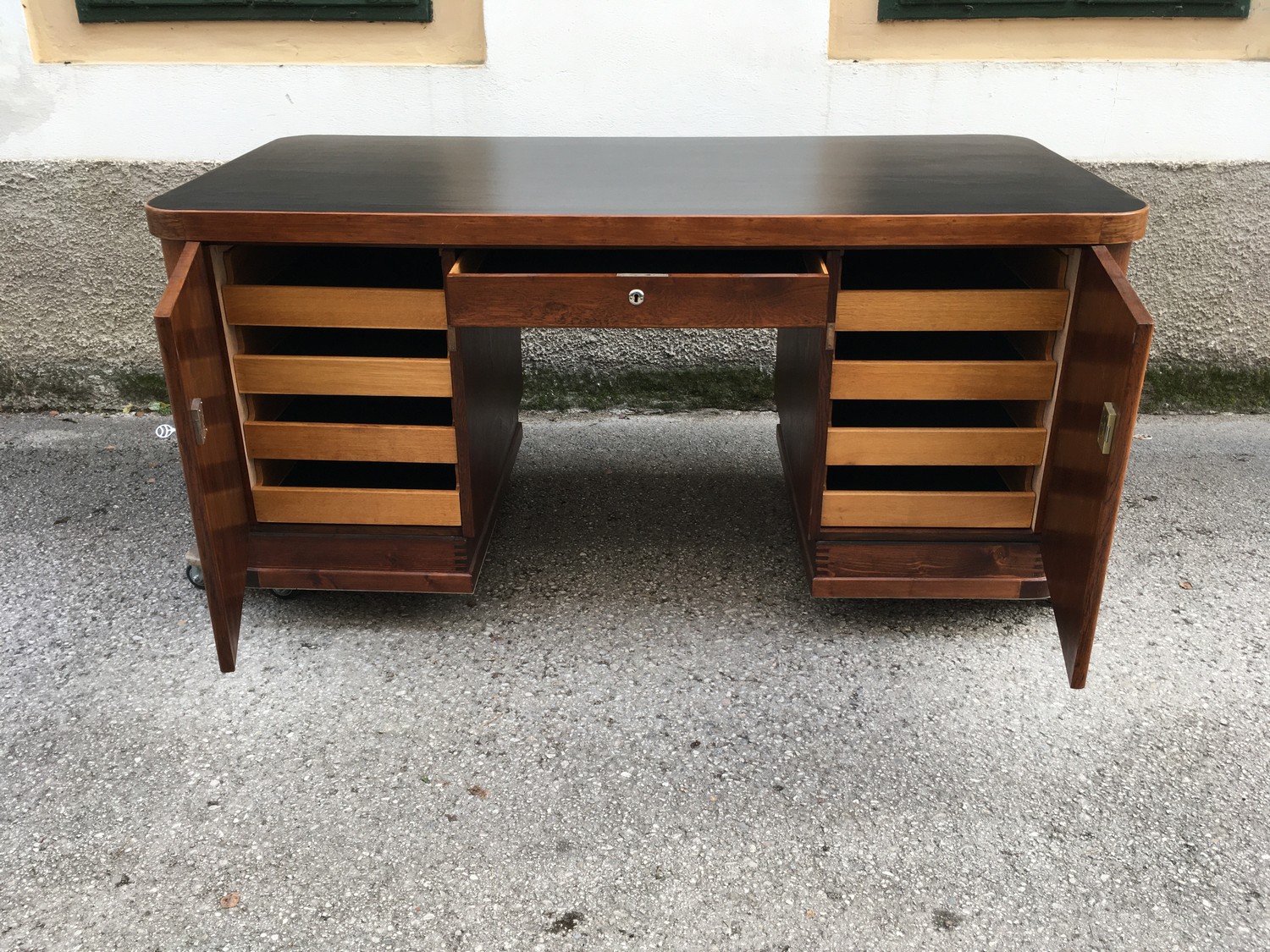 Schreibtisch antik restauriert Innenladen Massiv Vintage