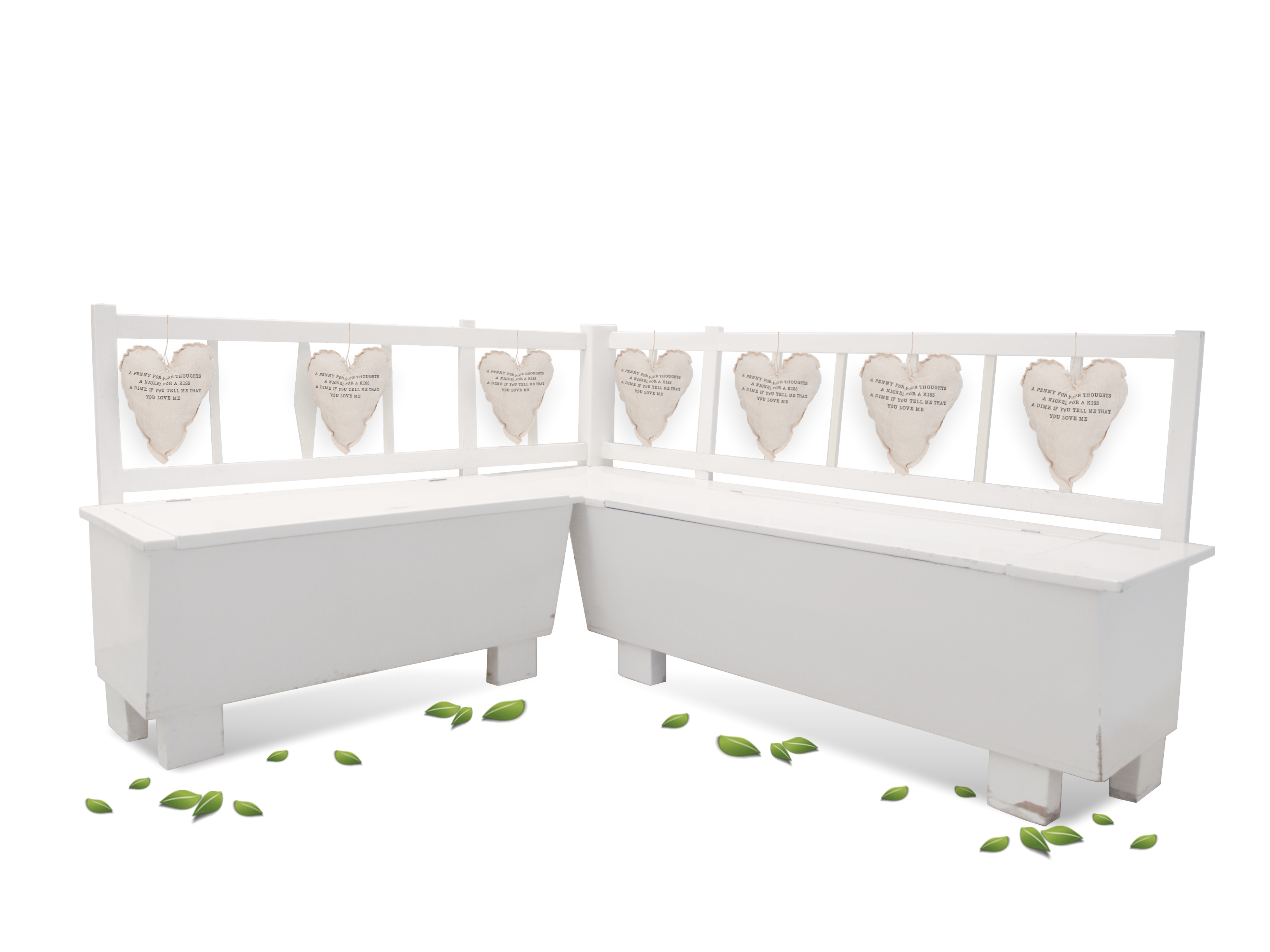 Kissen Clayre & Eef gefülltes Herz 30x8x40cm Spruchkissen Truhenbank Landhausstil
