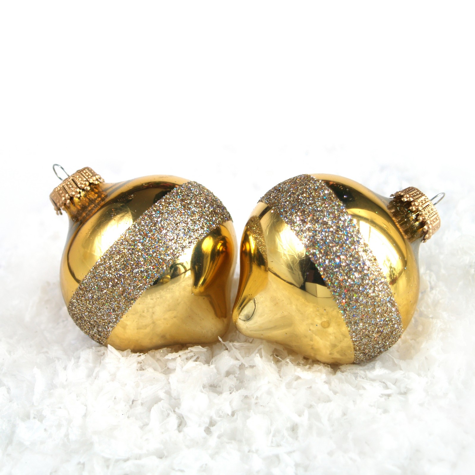 Christbaumkugel ELEGANT Kugel Glas Gold glänzend Glitterbordüre Lauscha Christbaumkugel gold