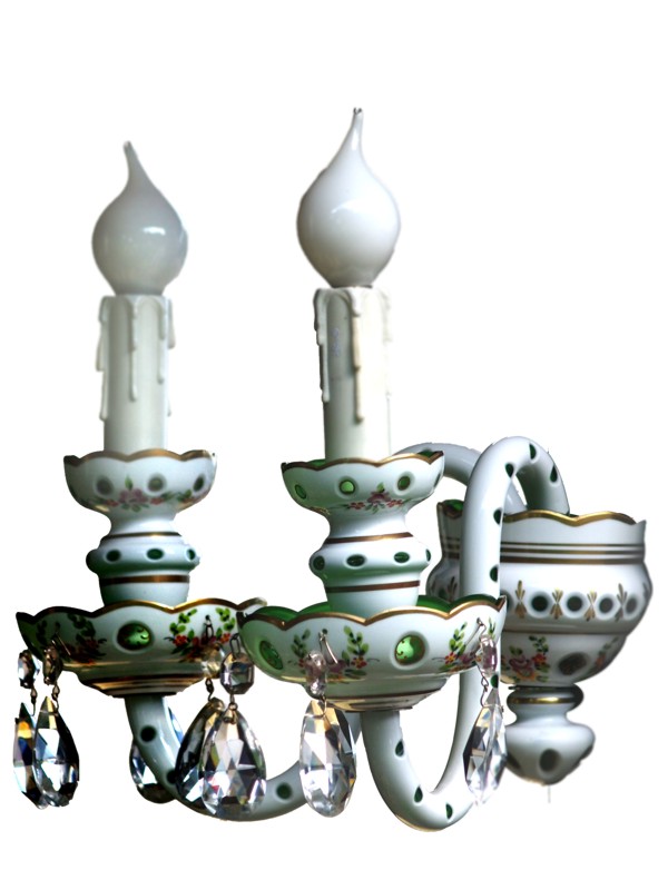 Wandlampe Kristall grün weiß überfangen