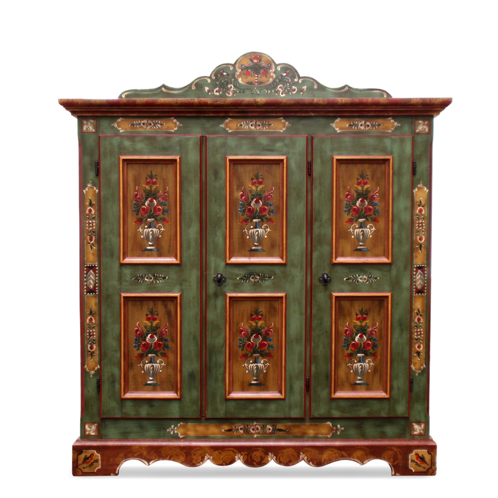 Voglauer Anno grün Bauernschrank Kasten handbemalt Schrank Voglauer Kleiderschrank grün Anno