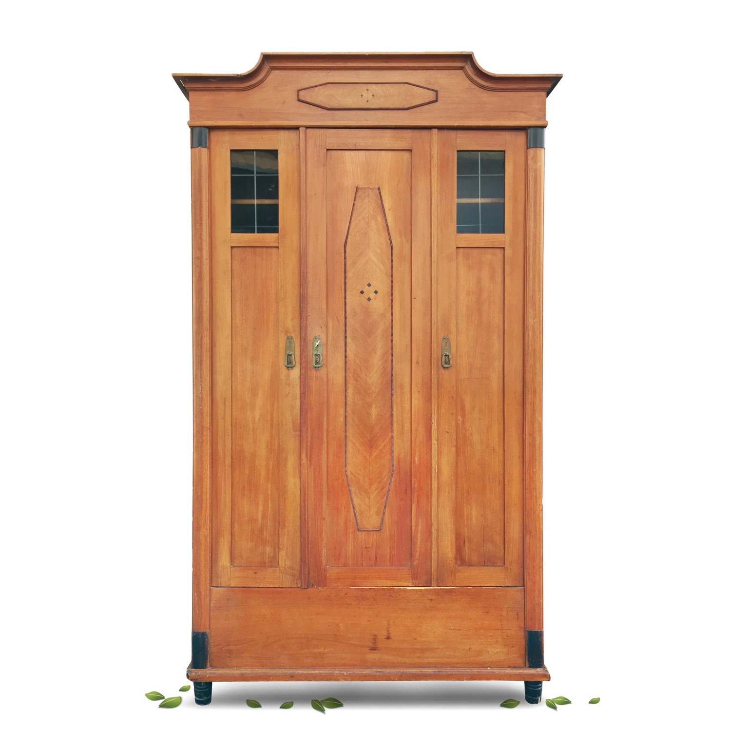 Dielenschrank Jugendstil Glasfelder Kleiderhaken Garderobe