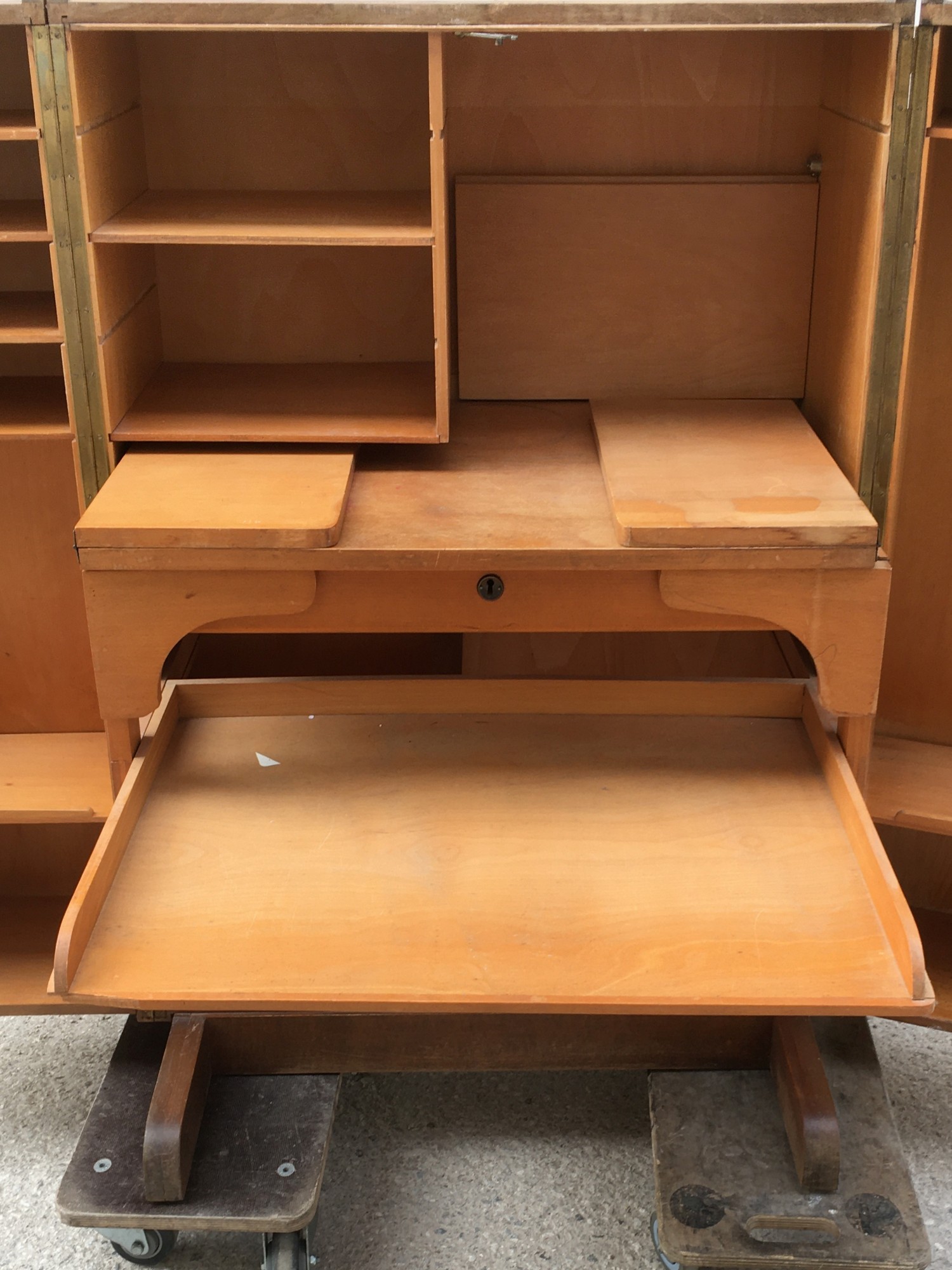 Hausbüro Schrankbüro antik Vollholz Vintage Schrank Büroschrank Möbel 60er-Jahre Midcentury Schreibmeier Schreibmayer Schreibmayr Wien