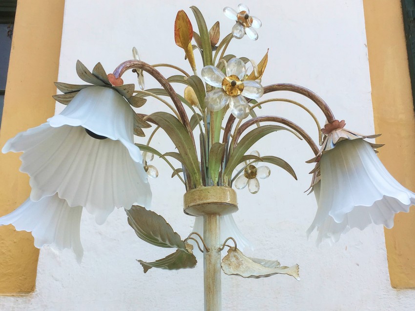 Stehlampe Vintage Florentiner Blätter Blumen Metall