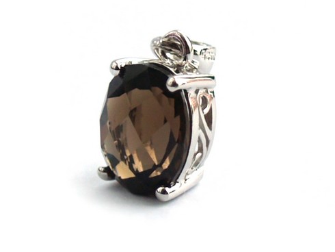 Anhänger 925 Silber Edelstein Schmuck großer Rauchtopas 925 Silber Anhänger Edelstein Rauchtopas