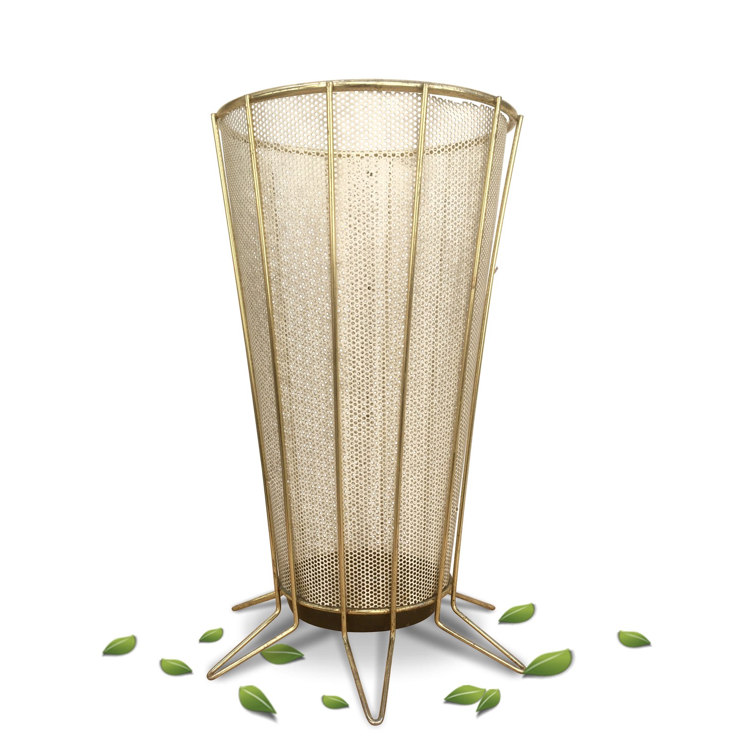 Schirmstaender Vintage creme gold Metallmöbel