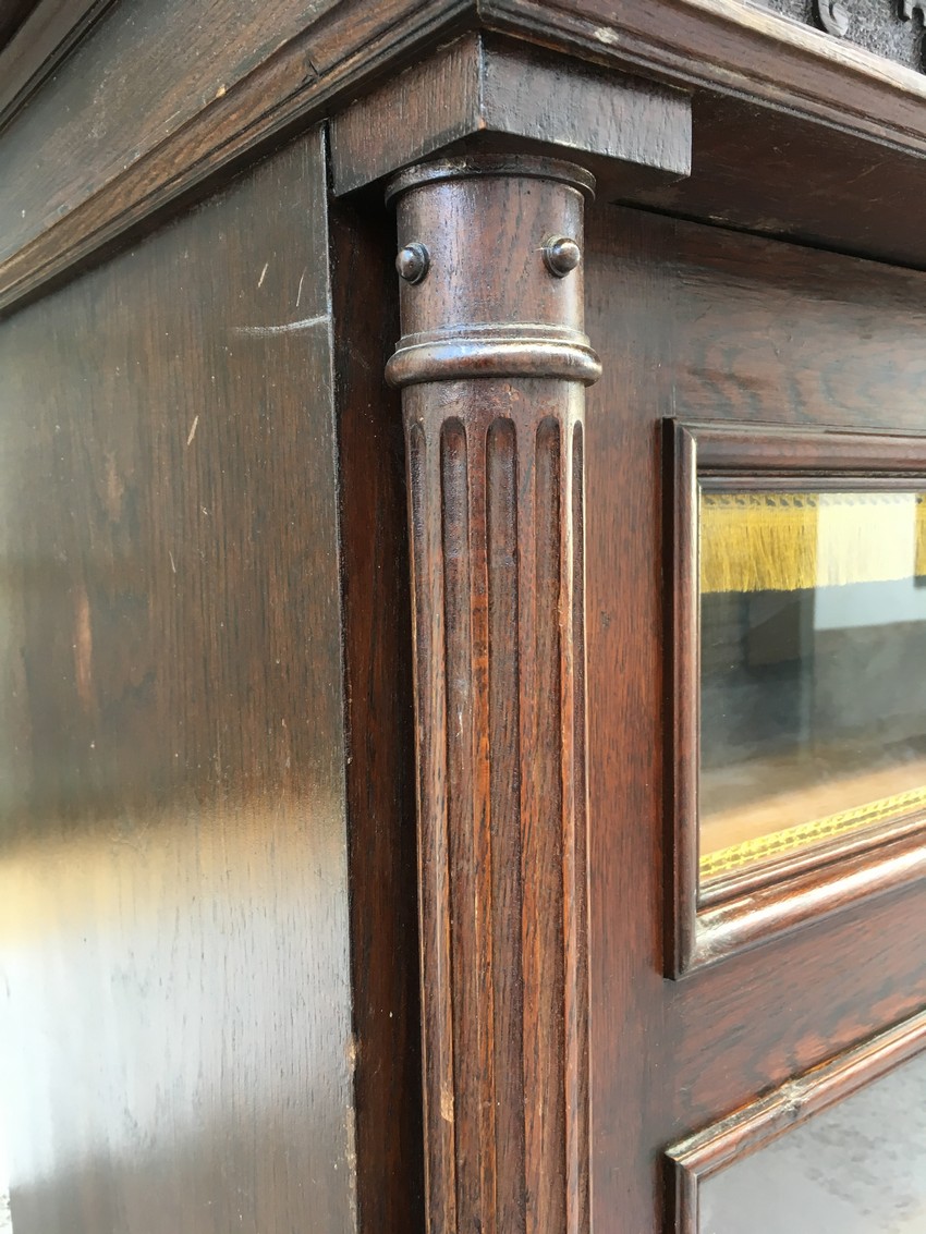 Schrank antik Gründerzeit furniert Vitrine Bücherschrank Geschirrschrank
