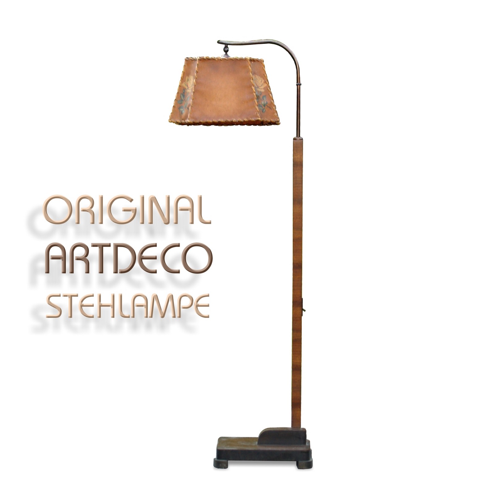 Stehlampe ArtDECO Holz antiker Leuchter Designklassiker Artdeco Stehlampe antik