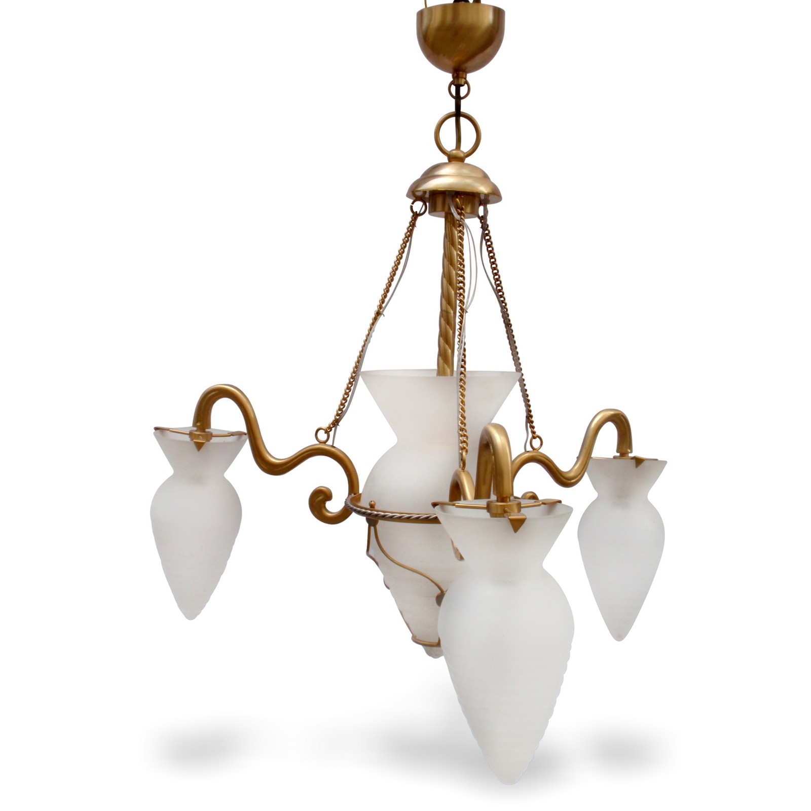 Luster Hängelampe Glas goldfarben Prearo Serie 1900 Design Leuchter Gold Glas Kronleuchter