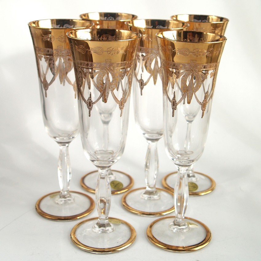 Sektgläser Kristall Goldrand Girlanden
