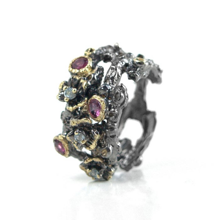 Ring 925 Silber Edelstein Amethyst Topas Zauberwald Ring 925 Silber Edelstein Amethyst Topas Zauberwald