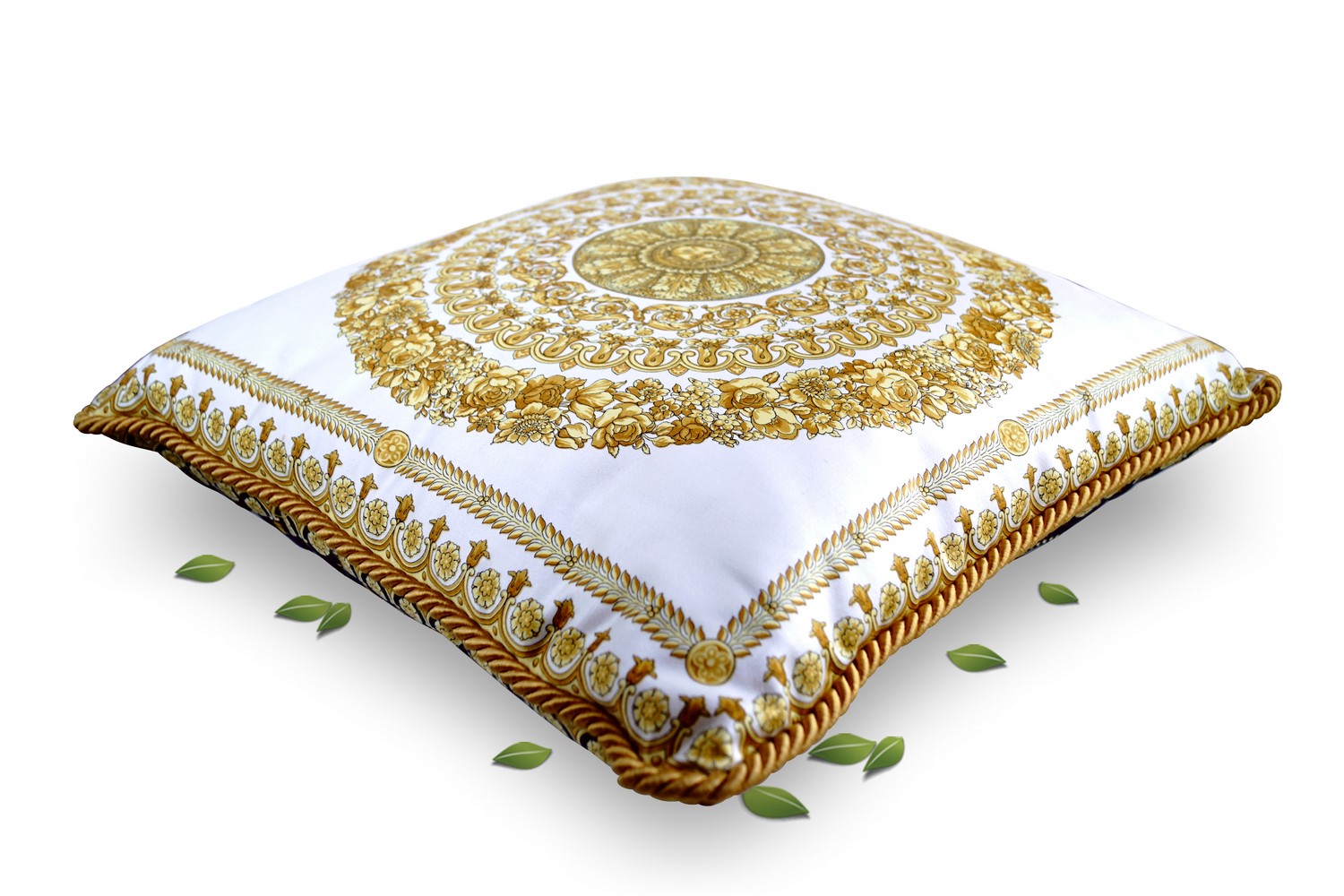 Versace Kissen gold-weiß Design * I ♡ BAROQUE Medusa blau Design für's Sofa