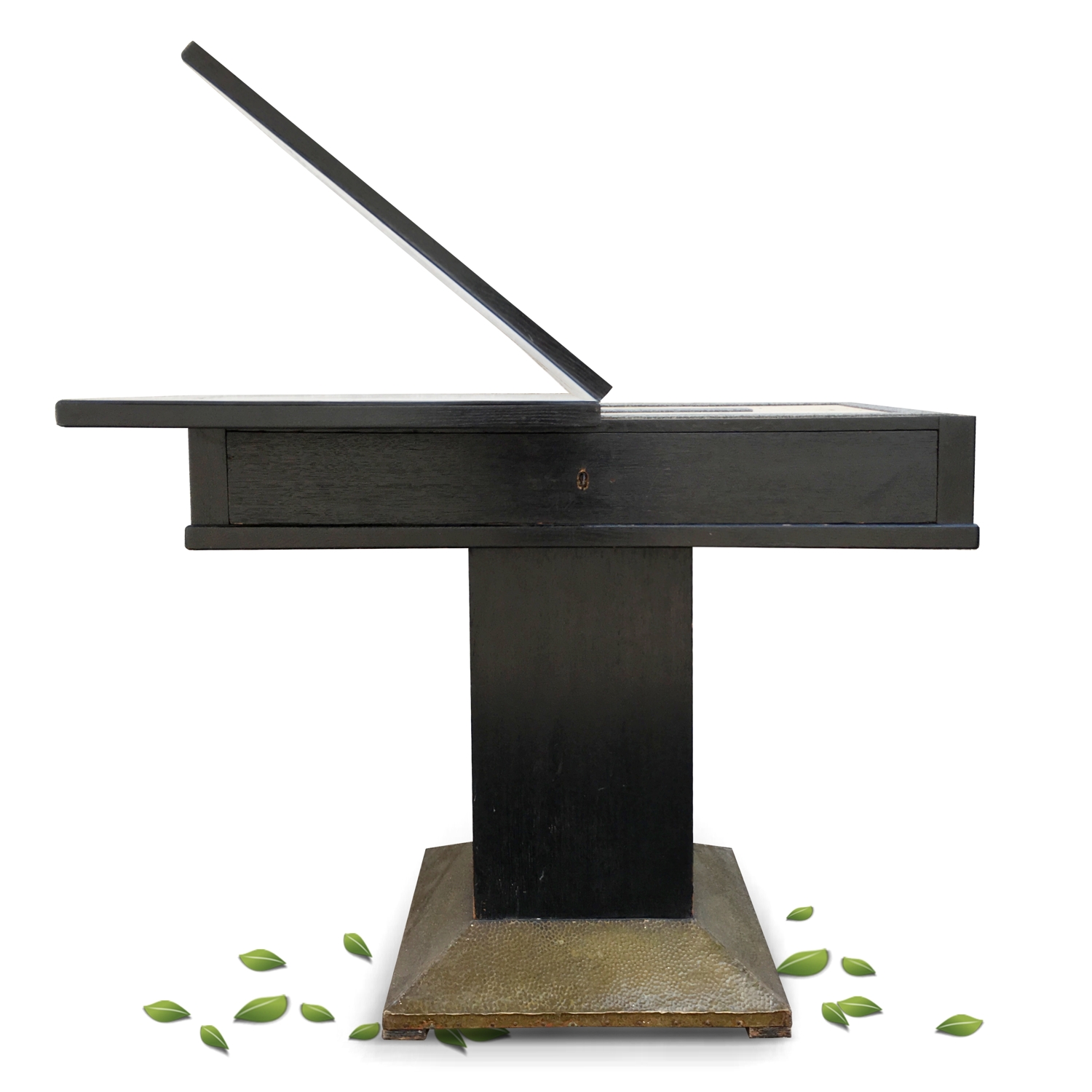 Tisch antiker Jugendstil Esstisch klappbar Speisetisch schwarz Konsole Jugendstil Tisch ausziehbar schwarz Messing