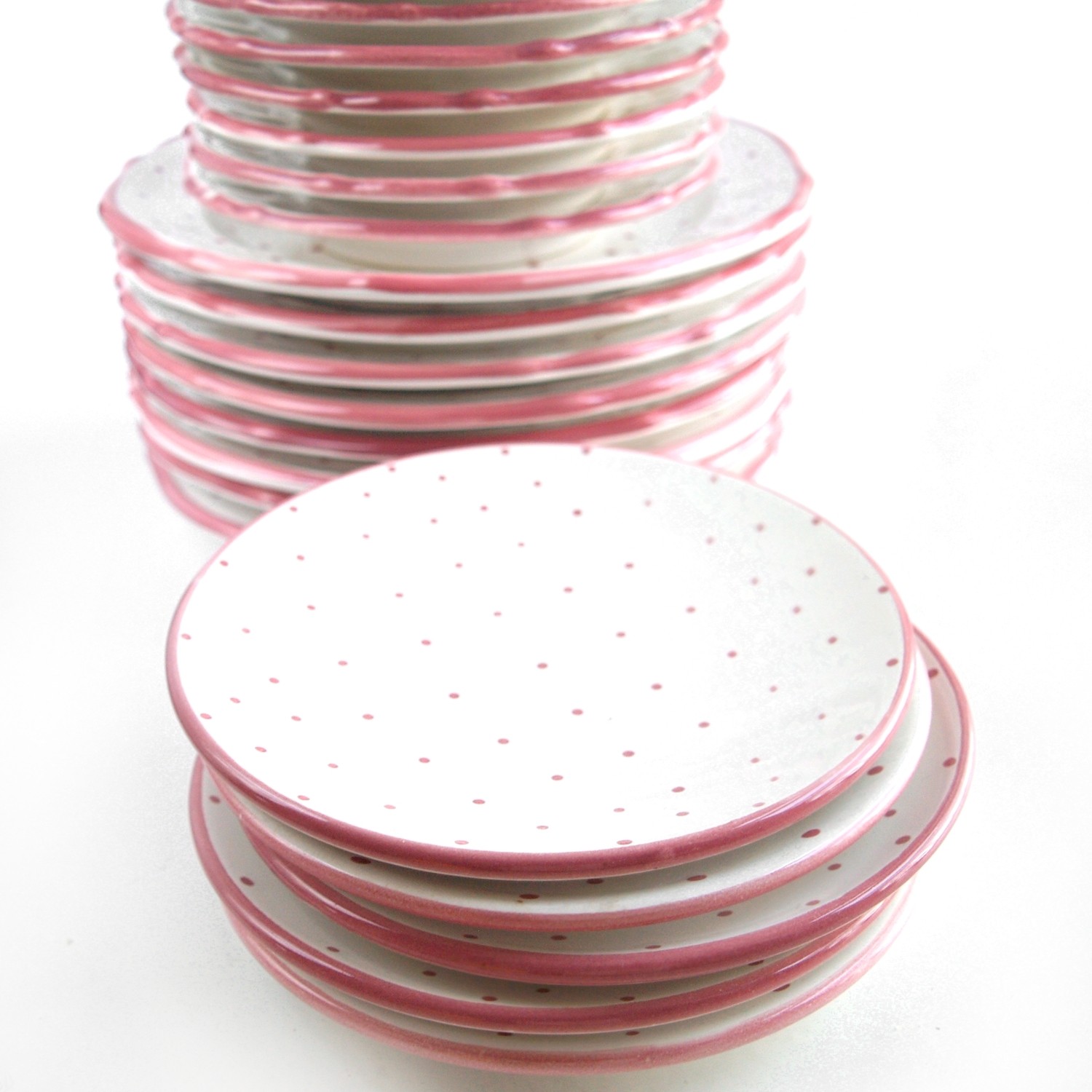 Gmundner Keramik rosa Tupf Unterteller glatt Gmundner Unterteller