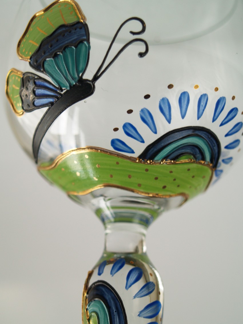 Weingläser Nagel Traumwelten Poesie Schmetterling