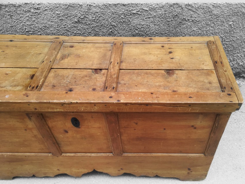 Landhaus Truhe antik Vollholz Vintage groß Bauerntruhe