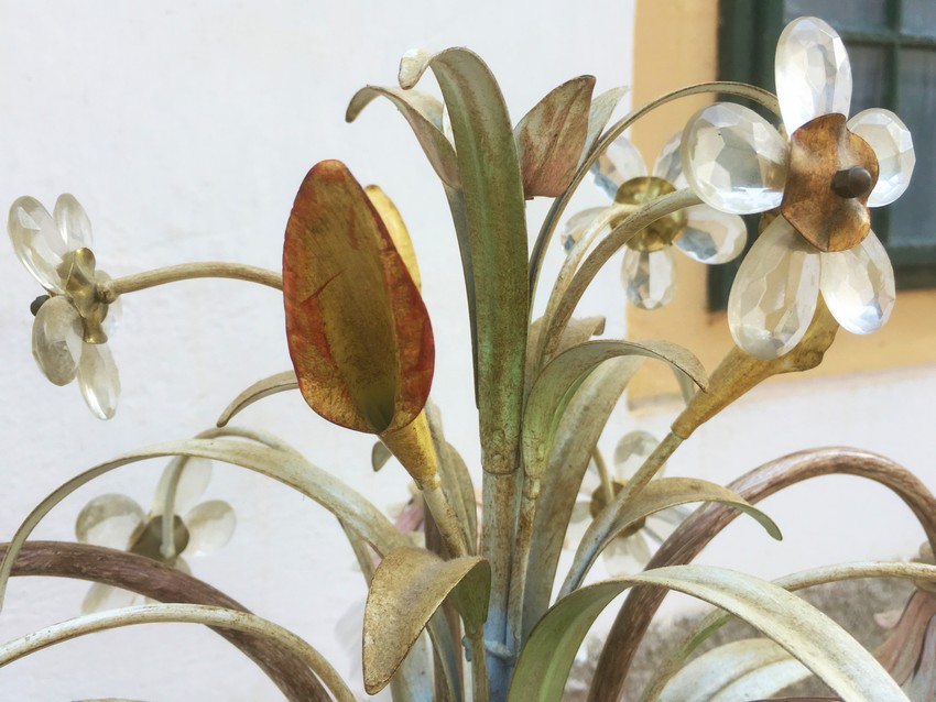 Stehlampe Vintage Florentiner Blätter Blumen Metall