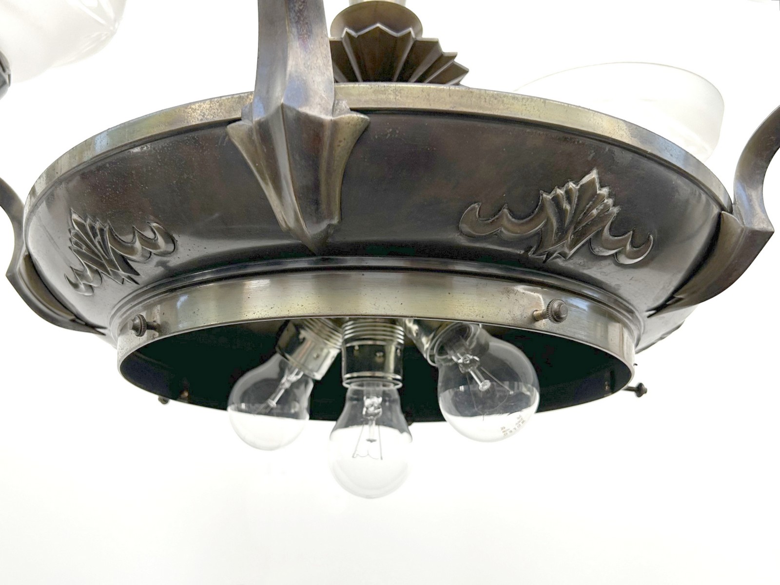 Art Deco Luster Kronleuchter Glasschirme antik