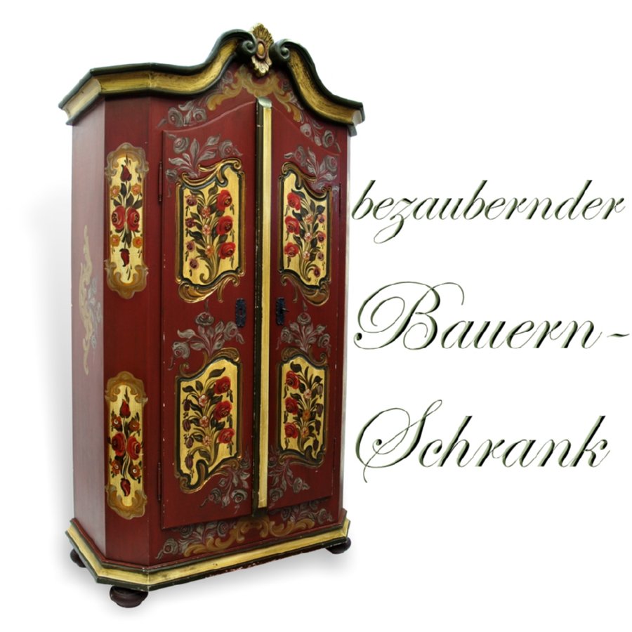 Bauernschrank handbemalt Blumenmotive Bauernschrank antik handbemalt Barockstil