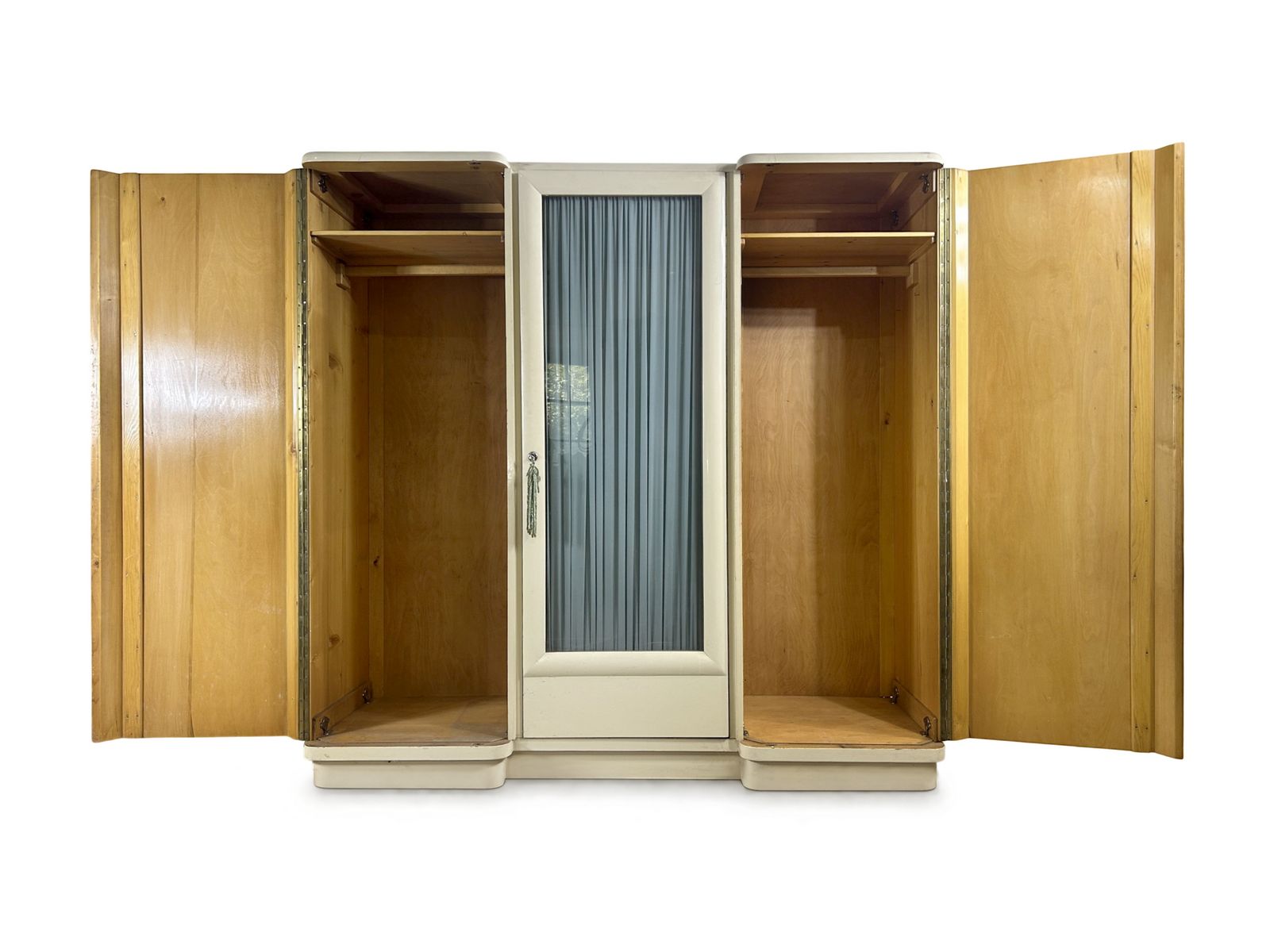 Vintage Garderobenschrank Streamline Design 1930er Jahre Dreitürig