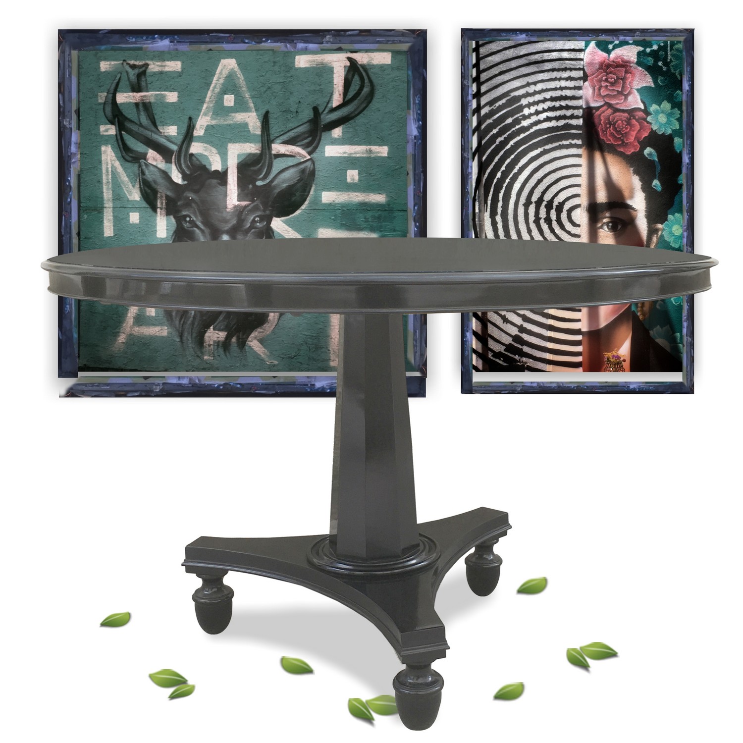 Tisch antiker runder Esstisch klappbar Speisetisch schwarz