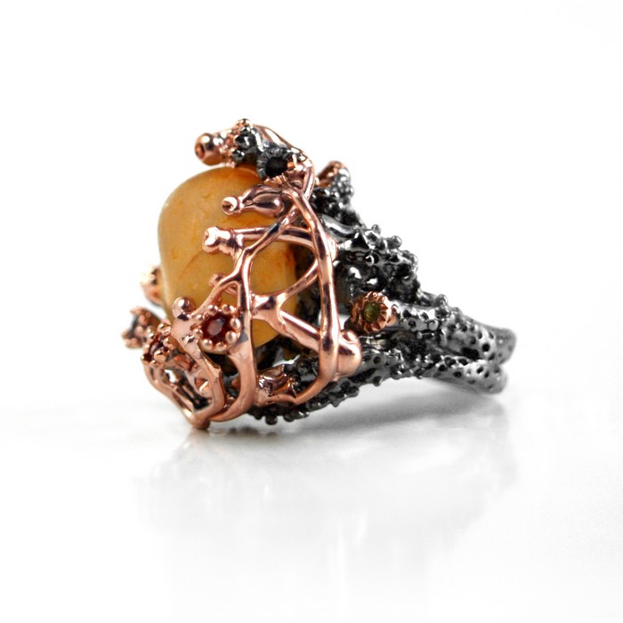 Ring 925 Silber Topas Edelsteine Multicolor handgefertigt