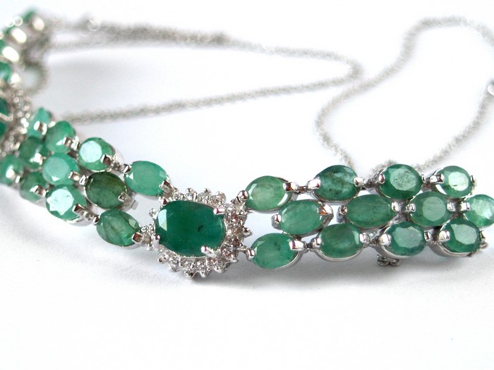 Halskette Silber Smaragde