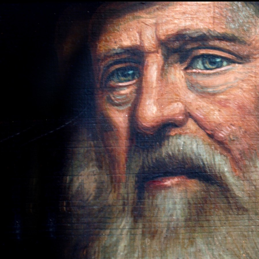 Gemälde Großes Galeriebild Portrait BÄRTIGER MANN mit Bilderrahmen