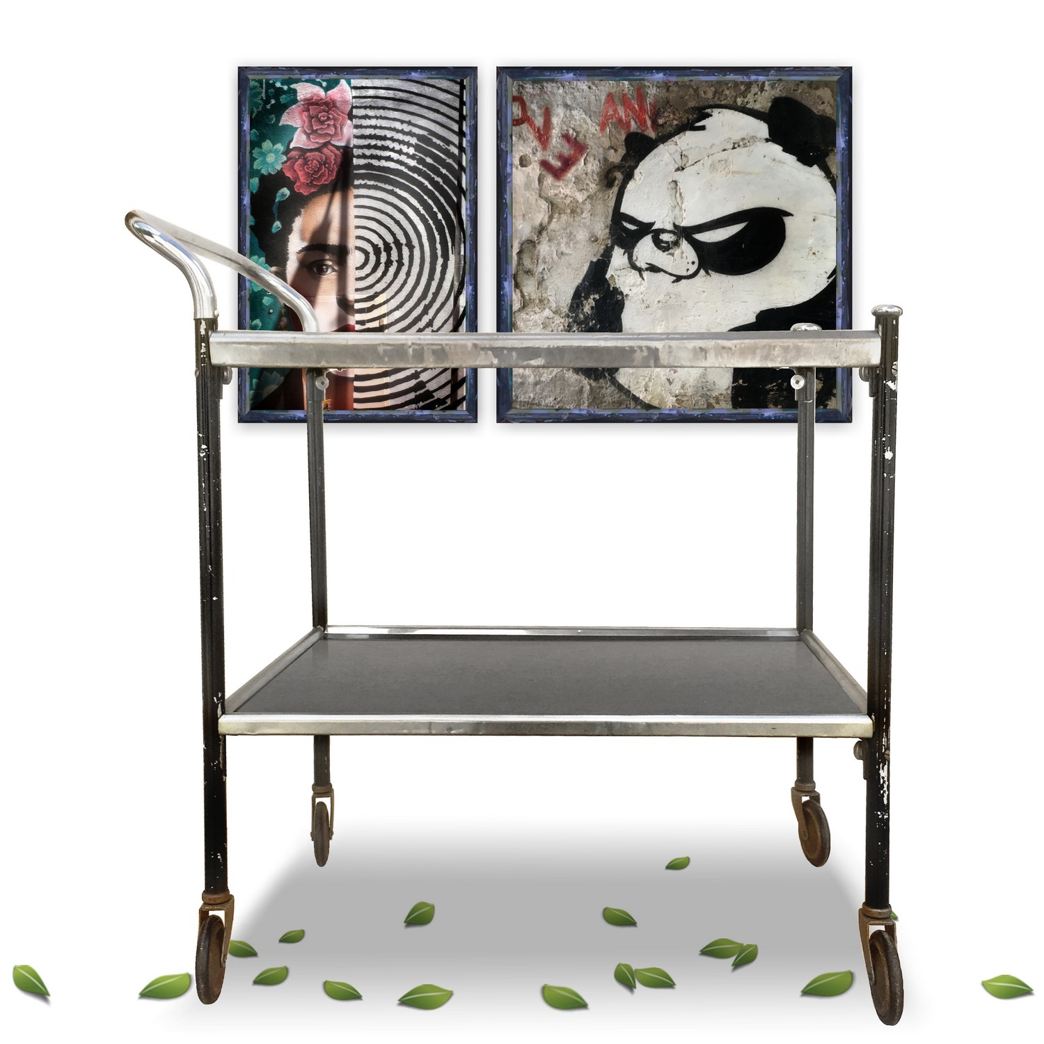 Serviertisch Vintage Servierwagen Metall Beistelltisch silbern noir Servierwagen Vintage schwarz Serviertisch Chrom antiker Beistelltisch Bauhaus Industrialdesign