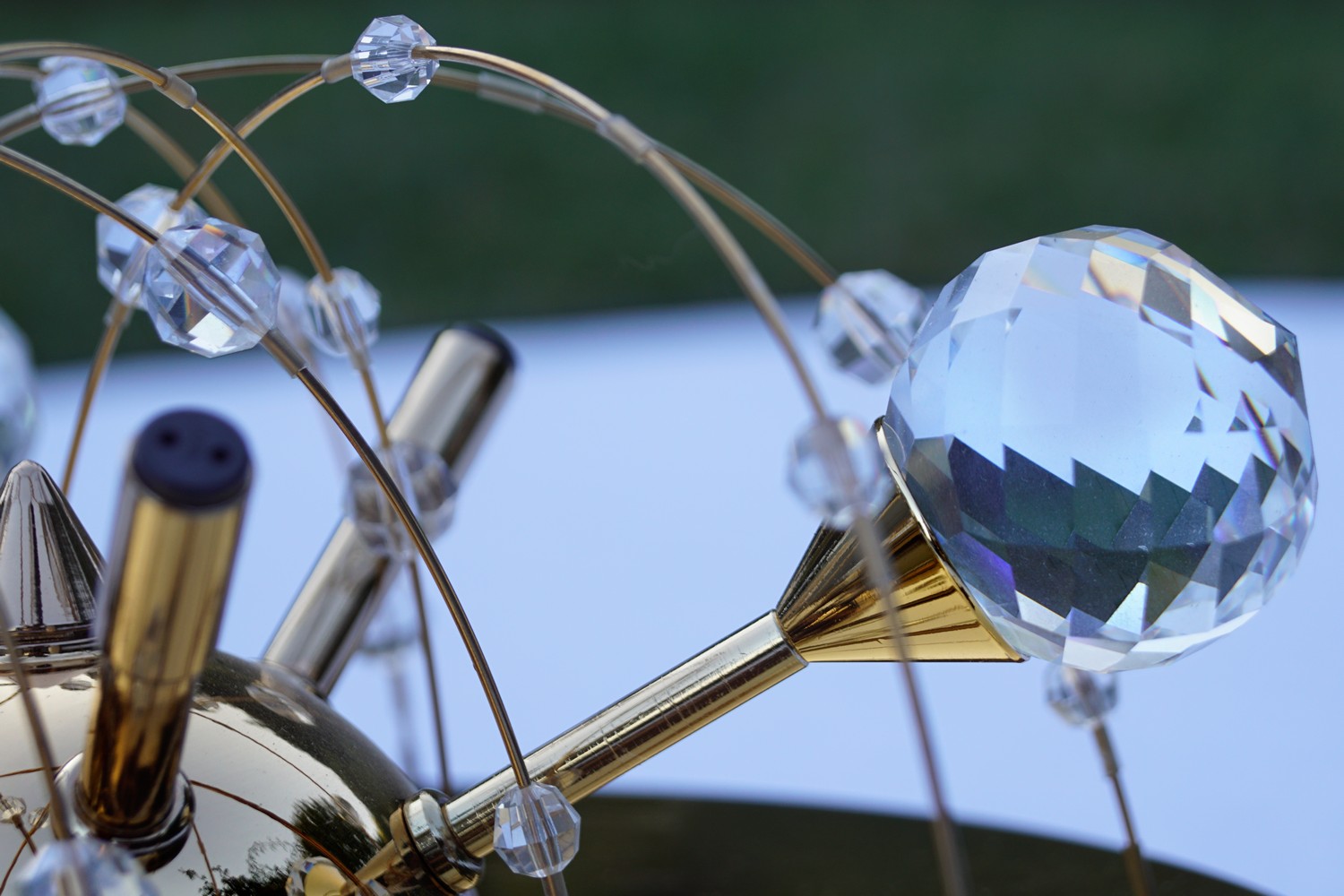 Luster Orion Wien Deckenlampe Wandlampe funklender Bleikristall Leuchter Chrom "Uranus" Spaceage Sputnik 24k vergoldet gold messing Lamp Design
