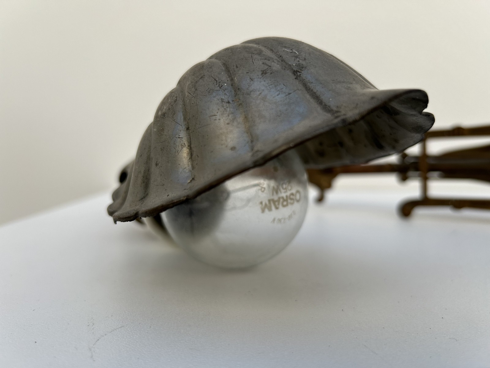 Vintage Klemmlampe antiker Leuchter Orchesterlampe Notenständer Muschel Lyra Wandlampe Tischlampe Tischleuchter Antiquität Art Deco