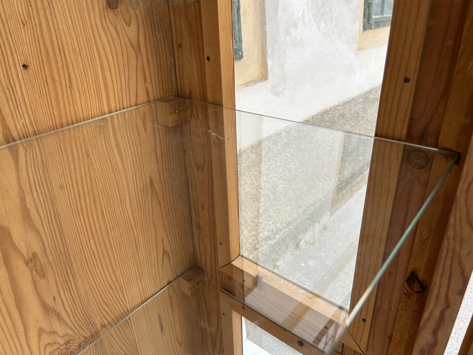 Bauernschrank Antiker Naturholz Geschirrschrank Landhaus Küchenschrank Massivholz Vitrine