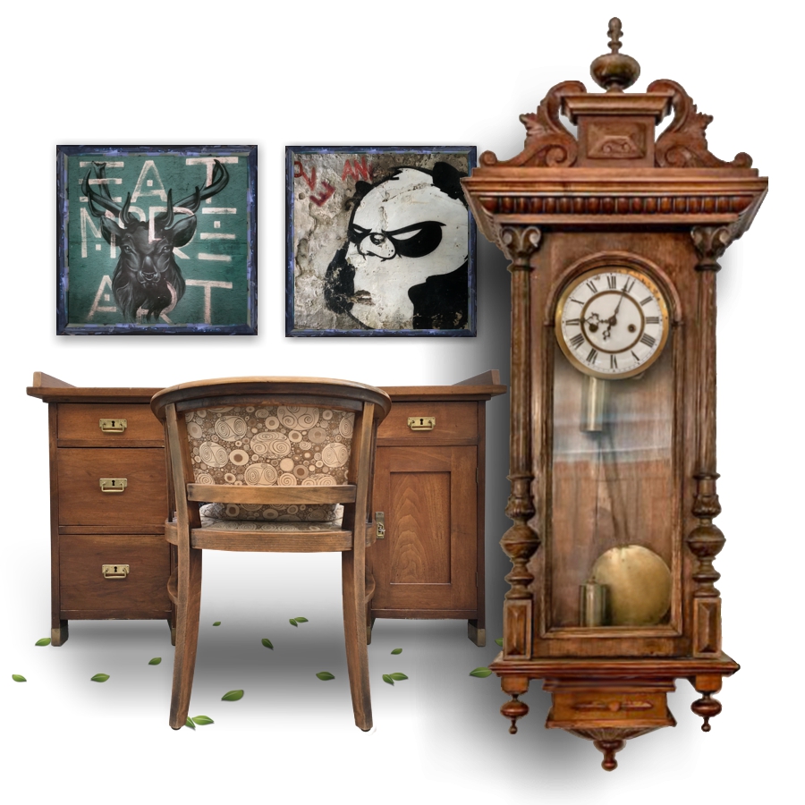 Altdeutsch antike Uhr Junghans Gründerzeit mechanisches Uhrwerk repariert funktionstüchtig Gewichte gewichtsaufzug Emaille Schlüsselblatt römische Ziffern