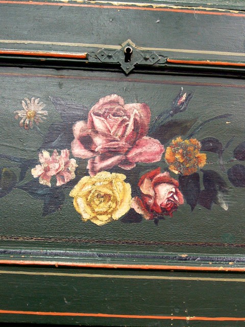 Schreibkommode Sekretär antik bemalt