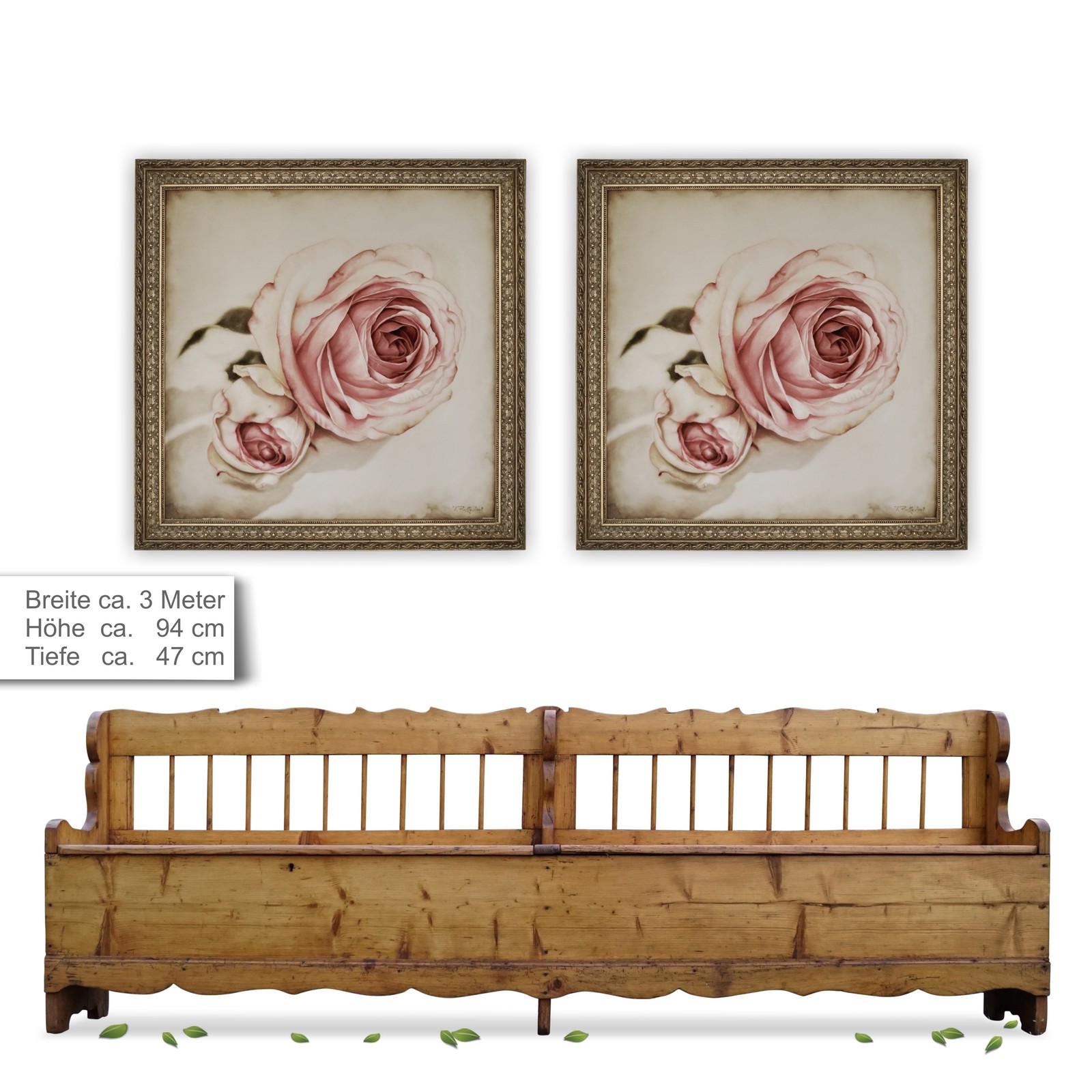 Truhenbank antik saniert Vollholz