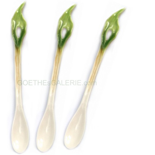 floraler Keramik Porzellan Löffel handbemalt "grünes Blatt" Keramik Löffel Blatt grün