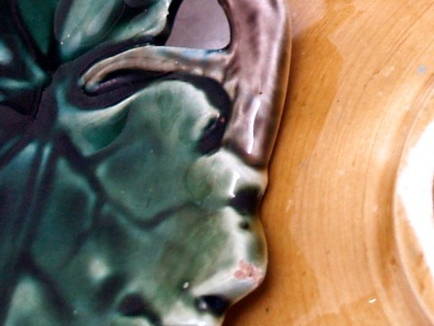 antike Majolika Blattschale Blattteller Keramik BLATT Teller