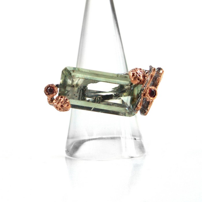 Ring 925 Silber Amethyst grün Edelstein handgefertigte Schönheit! Ring Amethyst gruen 925 Silber Edelstein Handarbeit