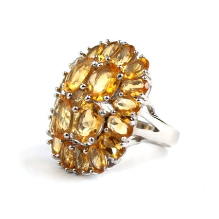 Ring 925 Silber Edelstein Schmuck üppiger Cocktailring echte Citrine 925 Silber Ring Citrin Edelsteine