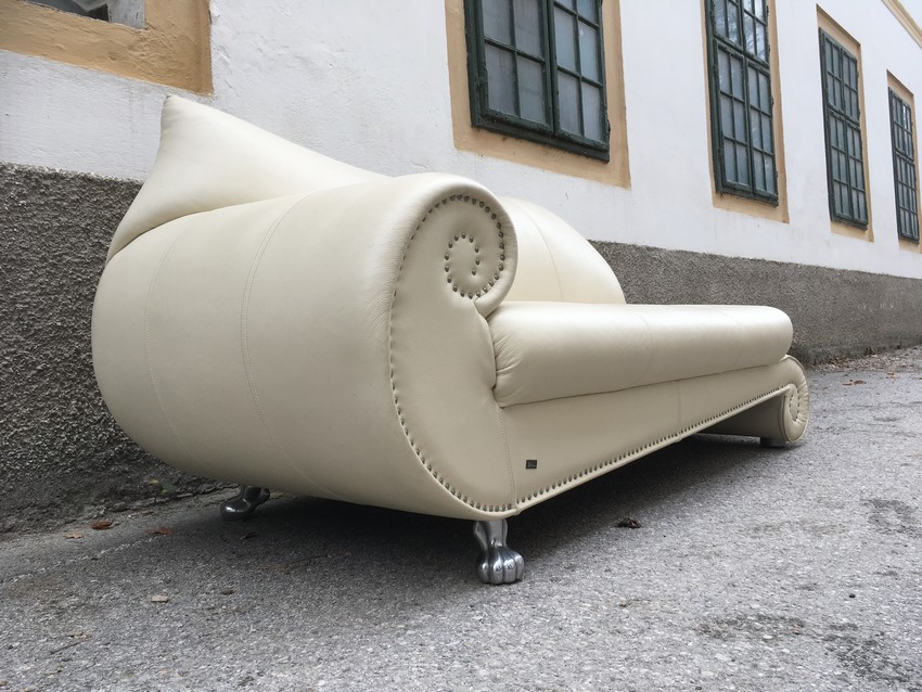 Bretz Gaudi Sofa Recamiere creme Leder