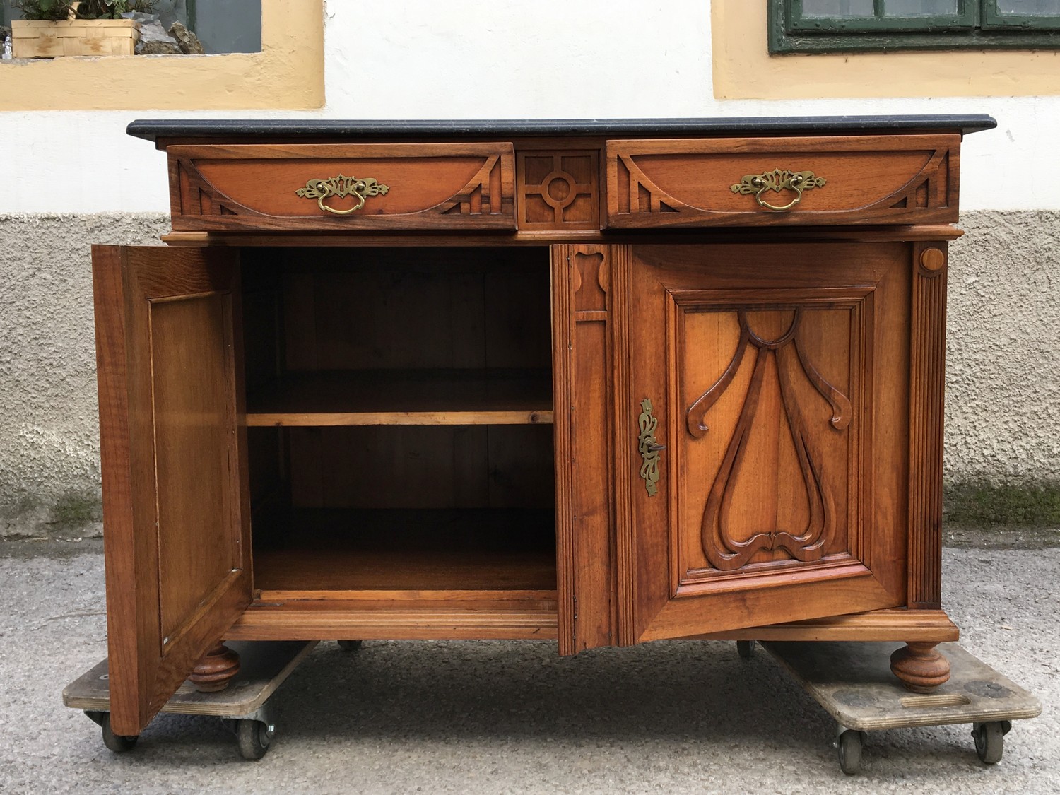 Kommode Anrichte Jugendstil Ornamente antik Marmorplatte Waschtisch